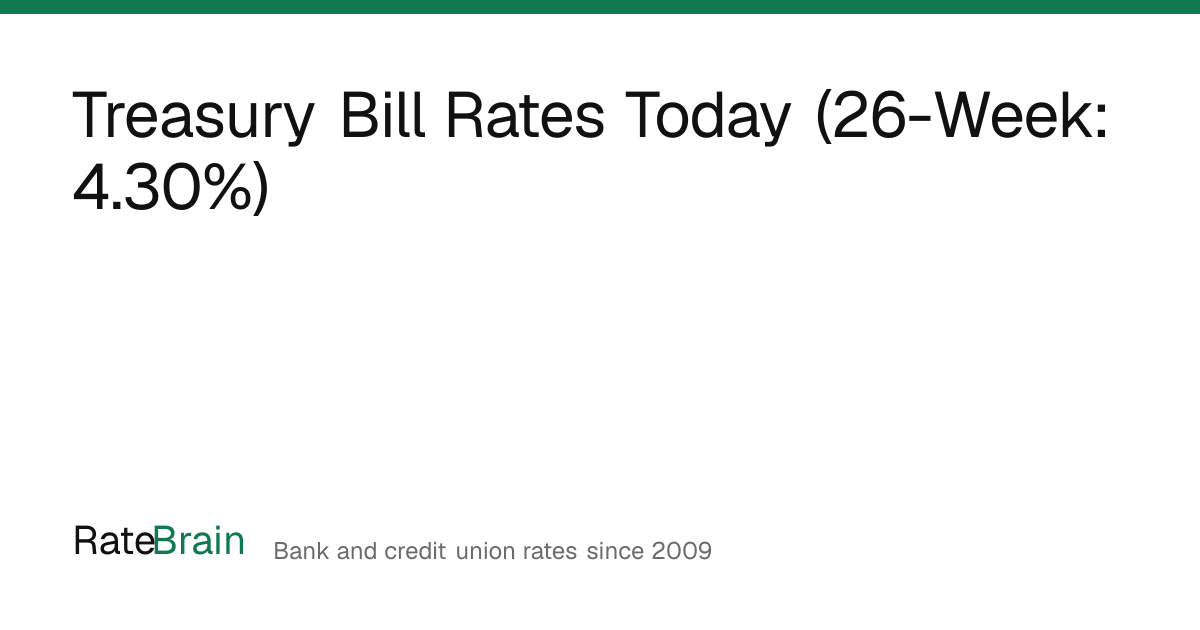Treasury Bill Rates Today (26-Week: 4.30%) - RateBrain